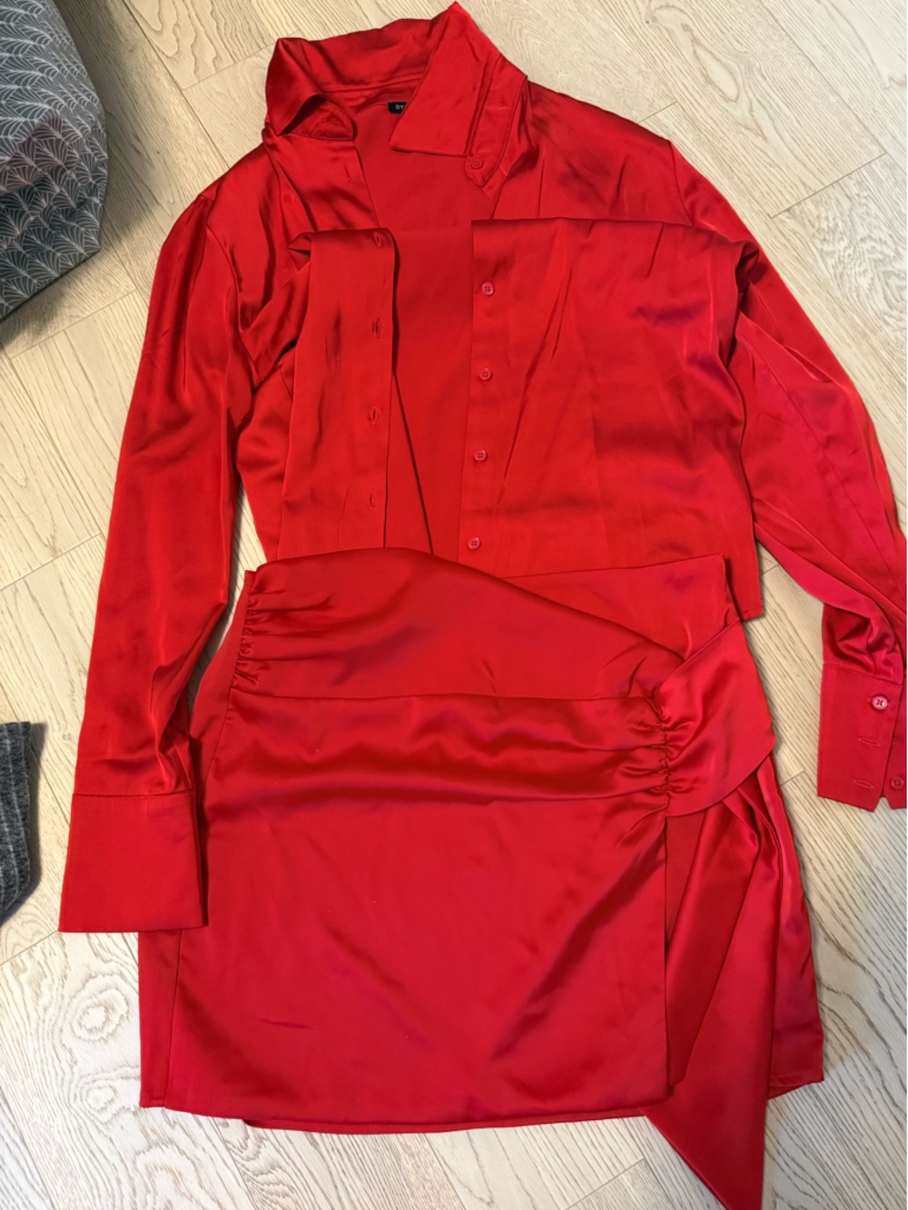 Dynamite Bright Red Satin Top and skirt set